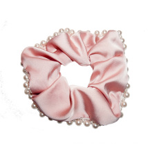 Retro Scrunchies New Hair Accessories Tie Bow Elastic Band Ribbon Pearl Designer Fabric for Women Solid for Girl Wholesale